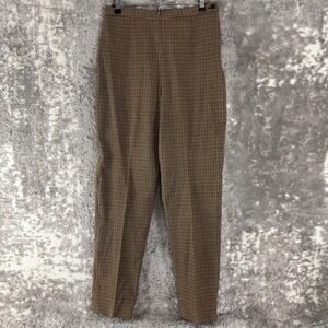 Tofy Size 10 Plaid Check High Waist Tapered Ankle Dress Pants Brown None Women
